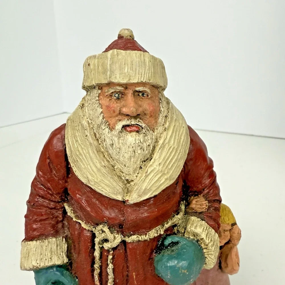 Vintage 1988 D. De La Ronde Folk Art Christmas Santa Claus‎ And Girl Signed